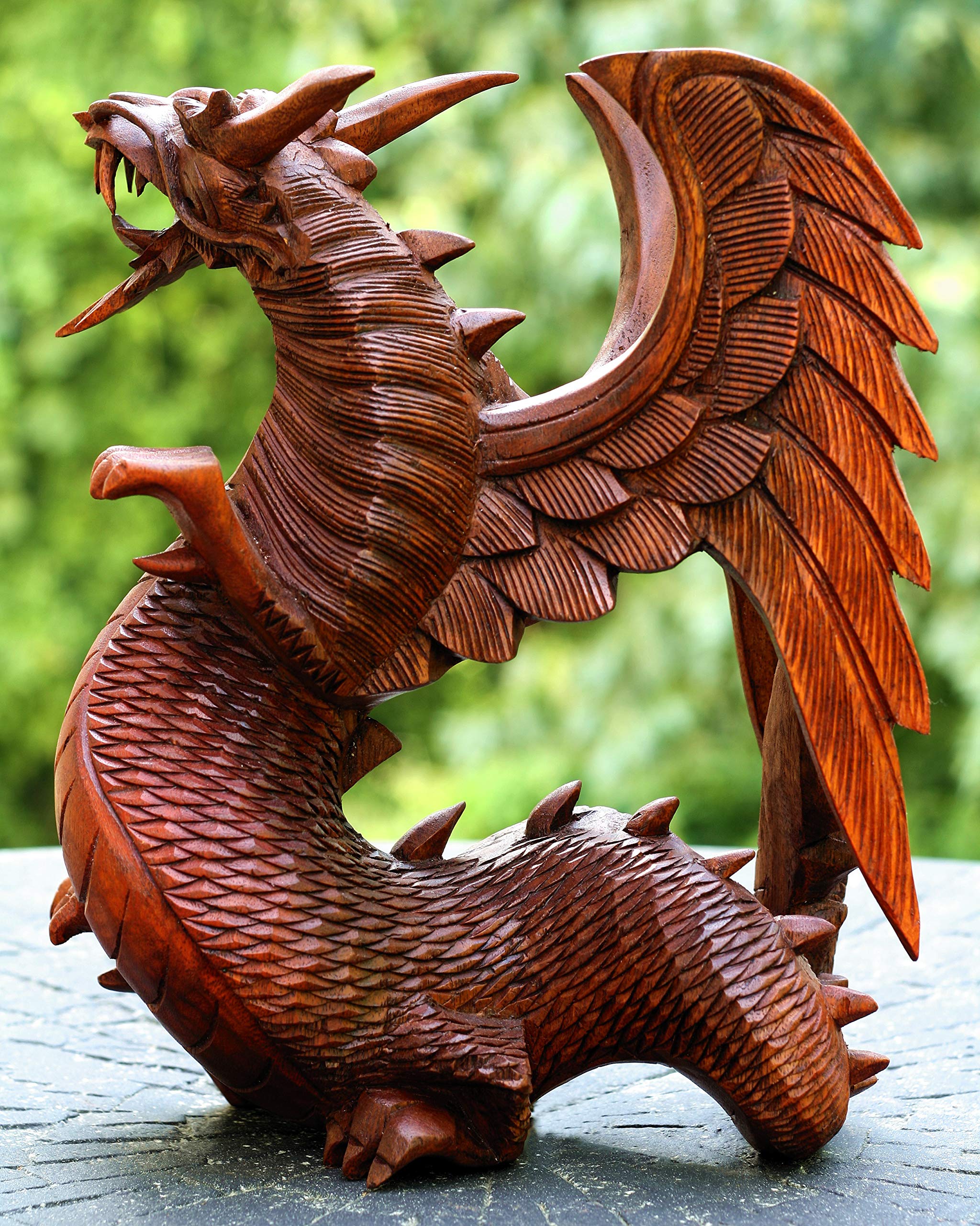 大型木製ドラゴン彫刻置物 Amazon.co.jp: G6コレクション 木製 ドラゴン ハンドメイド 彫刻 像